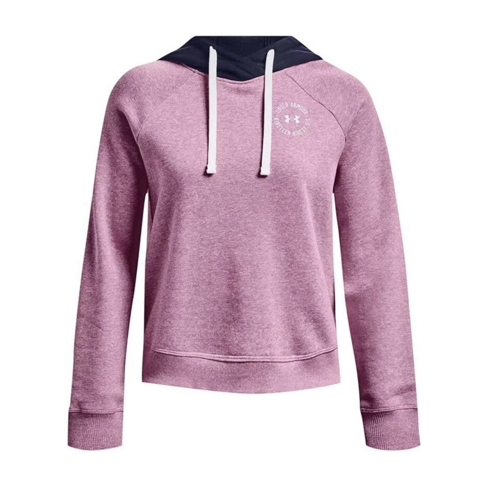 NEW Under Armour Womens‎ Rival Cb Fleece HOODIE Top Medium Heather Navy Purple